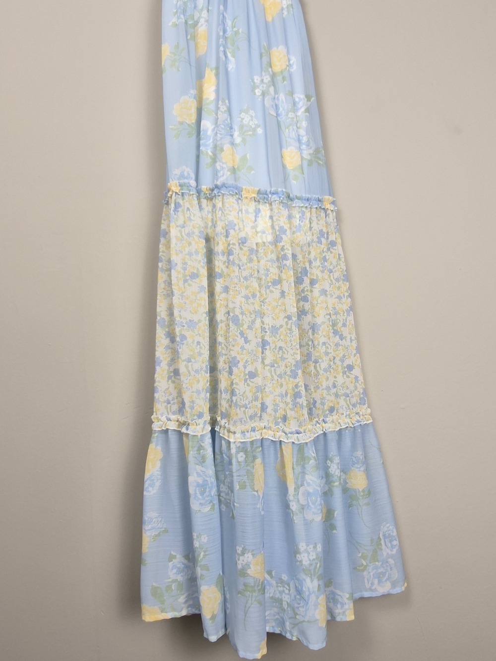 Altar'd State Floral Tiered Ruffle Maxi Dress Light Blue Cottagecore Coquette M - Picture 5 of 16